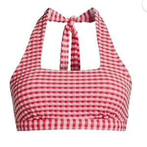 Lands' End Red and White Gingham Halter Top